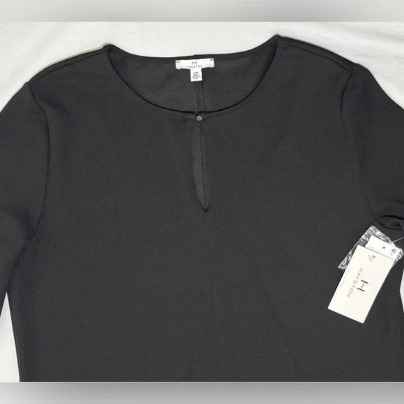 NWT Halston Key Hole Black Midi Dress Size L Large Designer Lightweight $119 - Picture 8 of 10